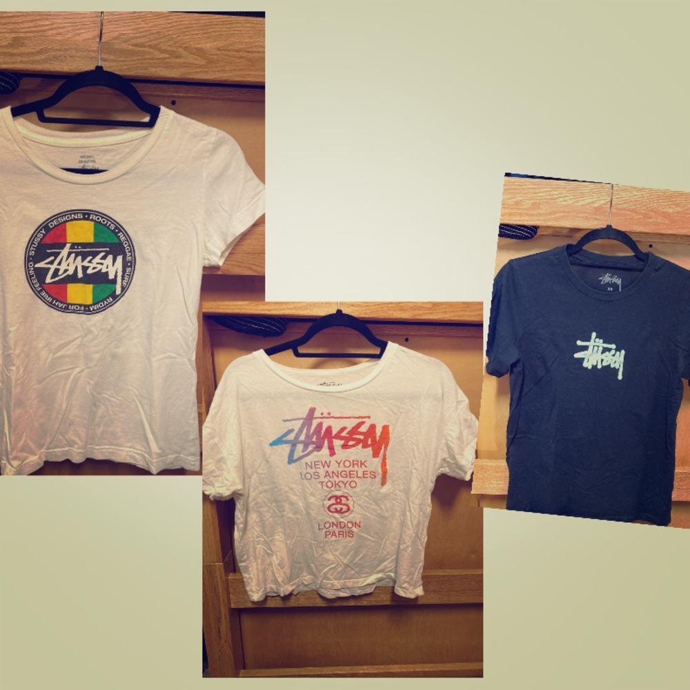 Women’s Stussy t-shirts.